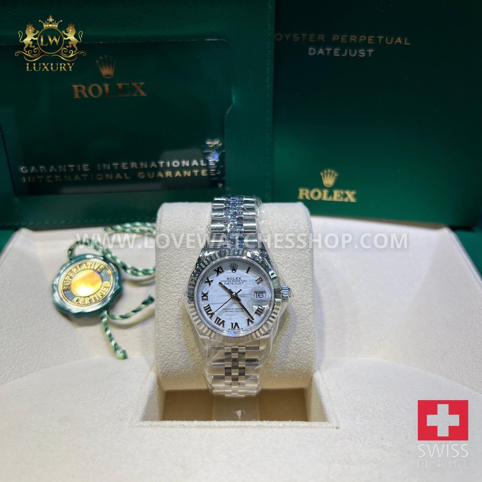 Rolex Lady-Datejust 279174 Datejust White Roman Dial Fluted Bezel Jubilee Bracelet 28mm