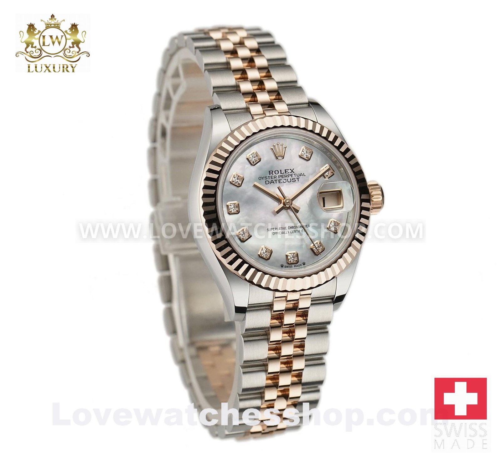 Rolex Lady-Datejust 28mm Steel and 18k Everose Steel Dial Jubilee