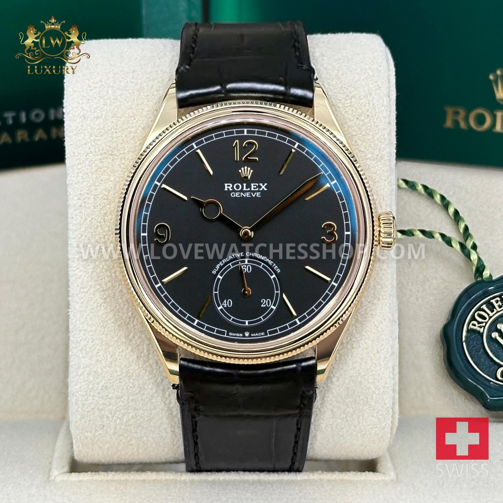 Rolex Unworn Perpetual 1908 Yellow Steel Black Dial 52508-0002 Complete