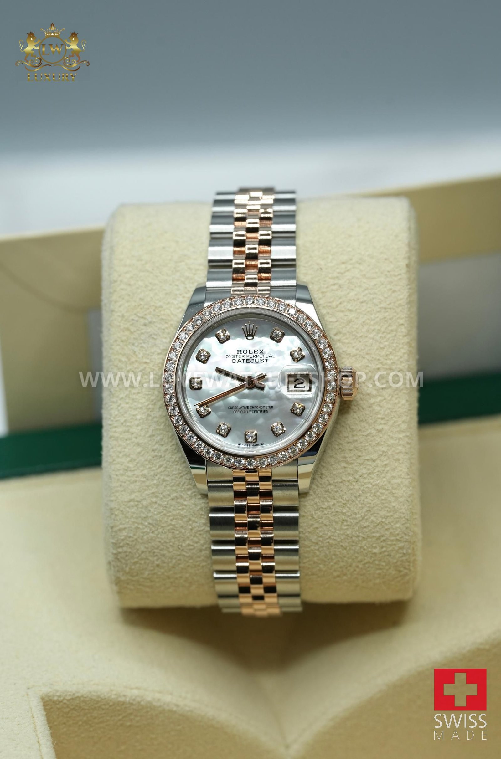 Rolex Lady-Datejust 2024 Steel & Steel Lady-Datejust 28 MOP Dial And Bezel Unworn Box Papers 279381RBR