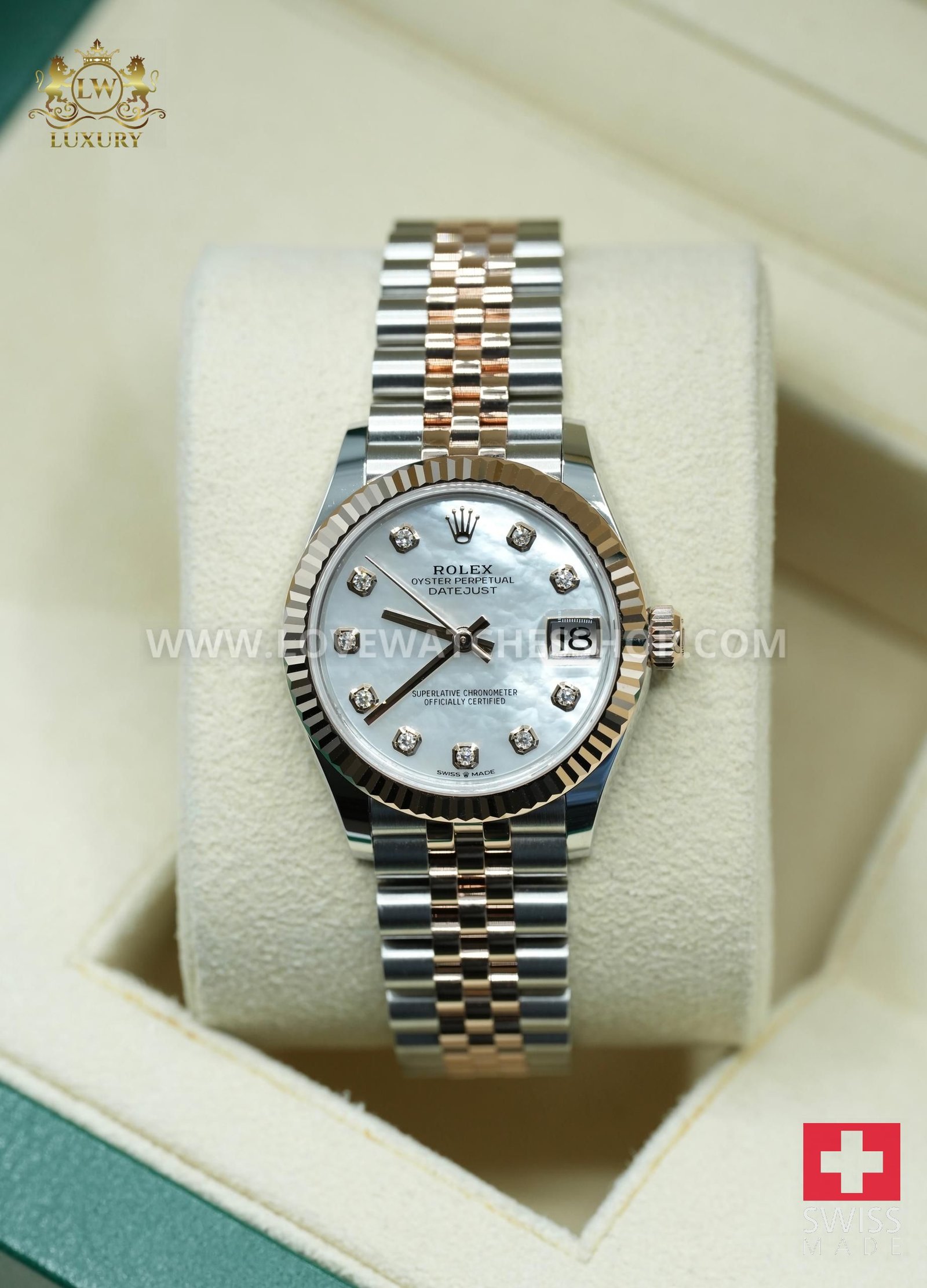 Rolex Datejust 31 2024 Steel / Rose Datejust 31 White Mother of Pearl Dial Unworn Box Papers 278271