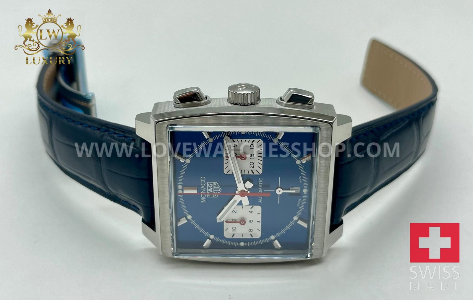 TAG Heuer Monaco Calibre Heuer 02 Men's Watch Blue Dial leather CBL2111.FC6453 Chronograph 39mm