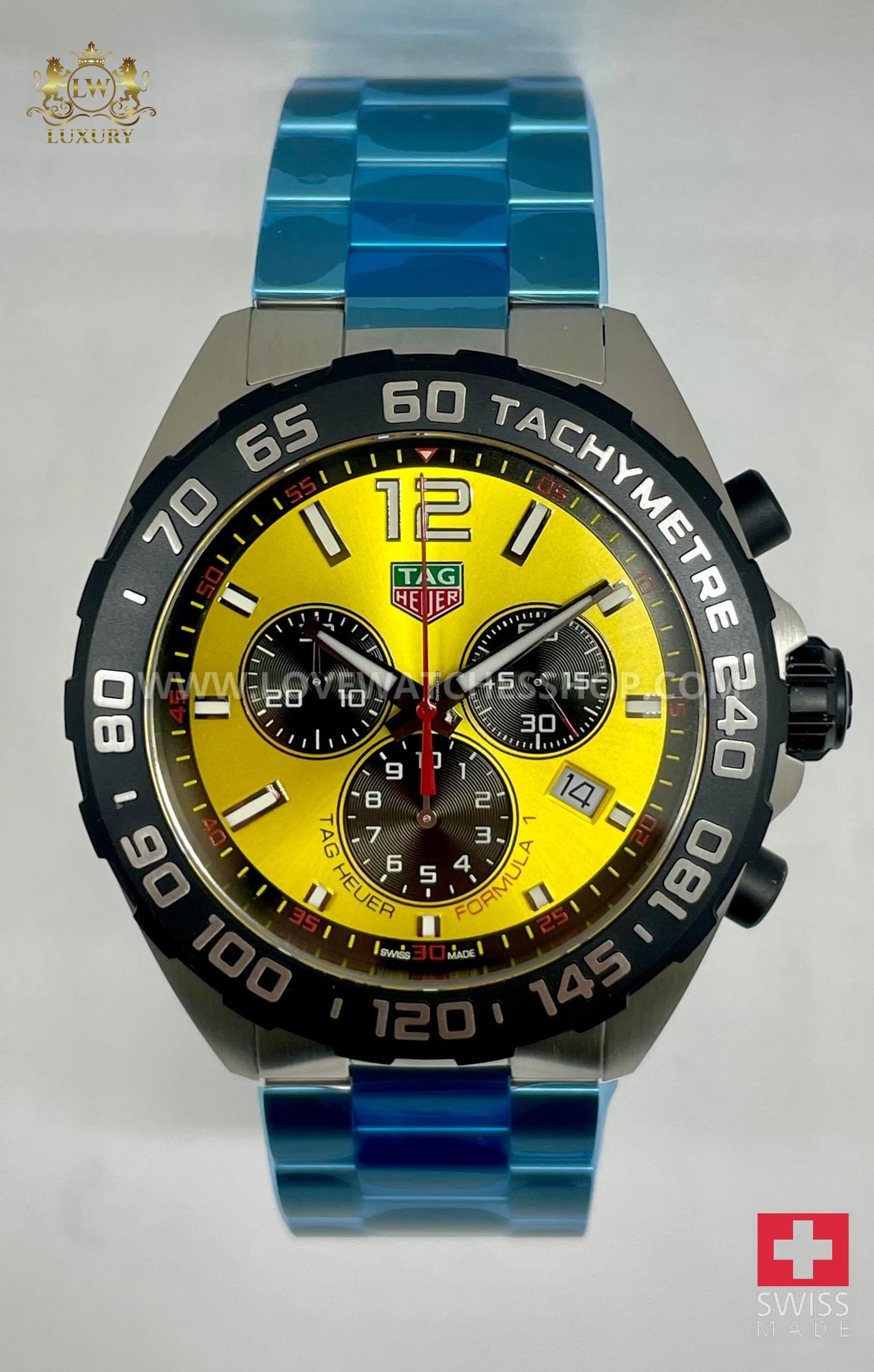 TAG Heuer Formula 1 Quartz Chronograph Yellow Dial Steel 43mm CAZ101AM.BA0842