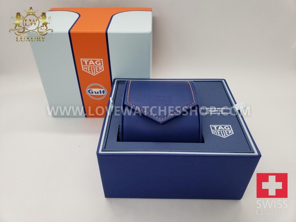 TAG Heuer Monaco Gulf Automatic 39 mm Steel CBL2115.FC6494 blue leather chronograph