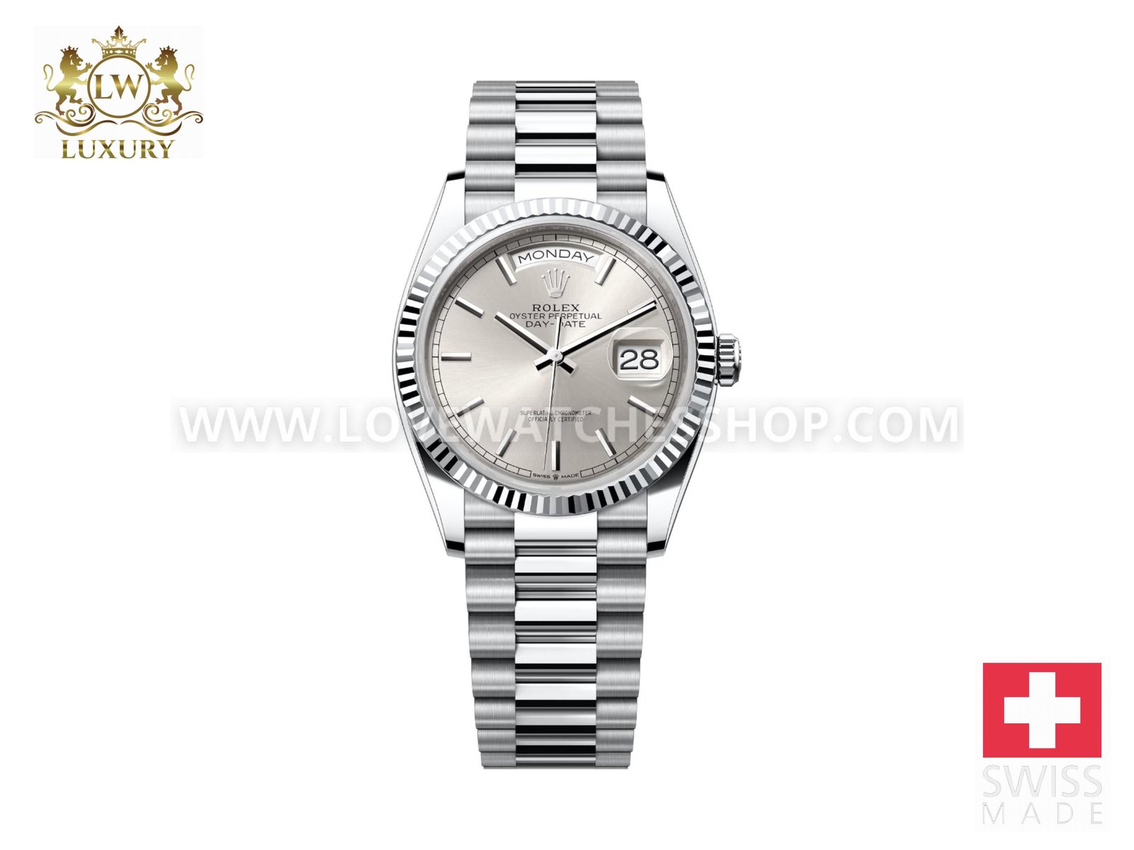 Rolex Day-Date 36 128236 Silver Dial Unworn Full Set