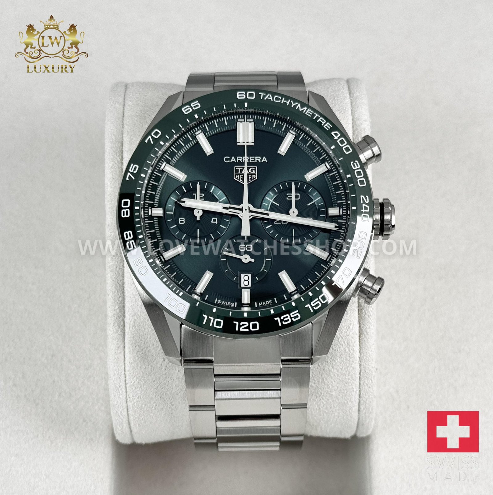 TAG Heuer Carrera Chronograph Automatic 44mm Green Dial Full Steel CBN2A1N BA0643