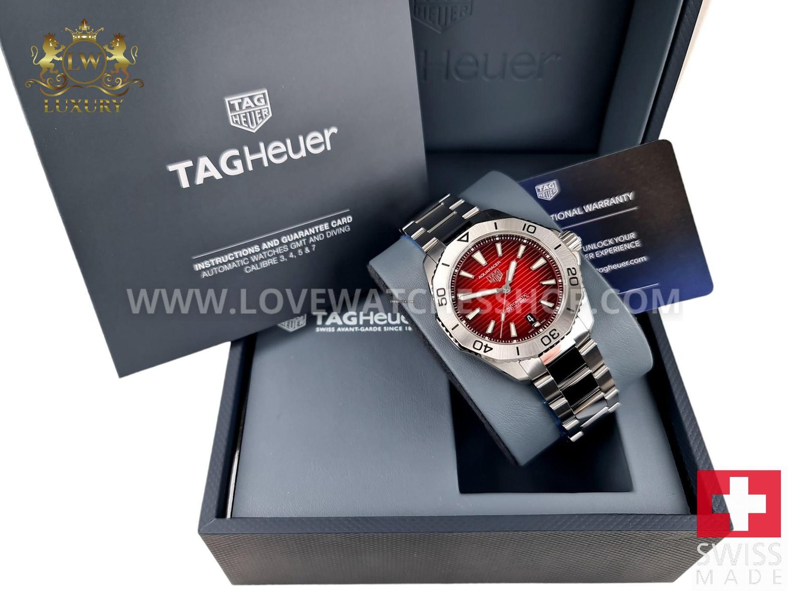 TAG Heuer Aquaracer Professional 40mm Date 200M Red Gradient Dial Full Steel WBP2114 BA0627
