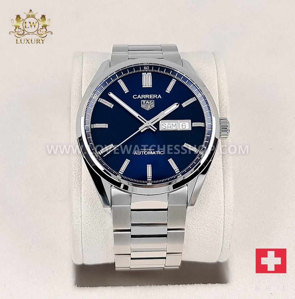 TAG Heuer Carrera Calibre 5 Automatic 41mm Day Date Blue Dial Full Steel WBN2012 BA0640