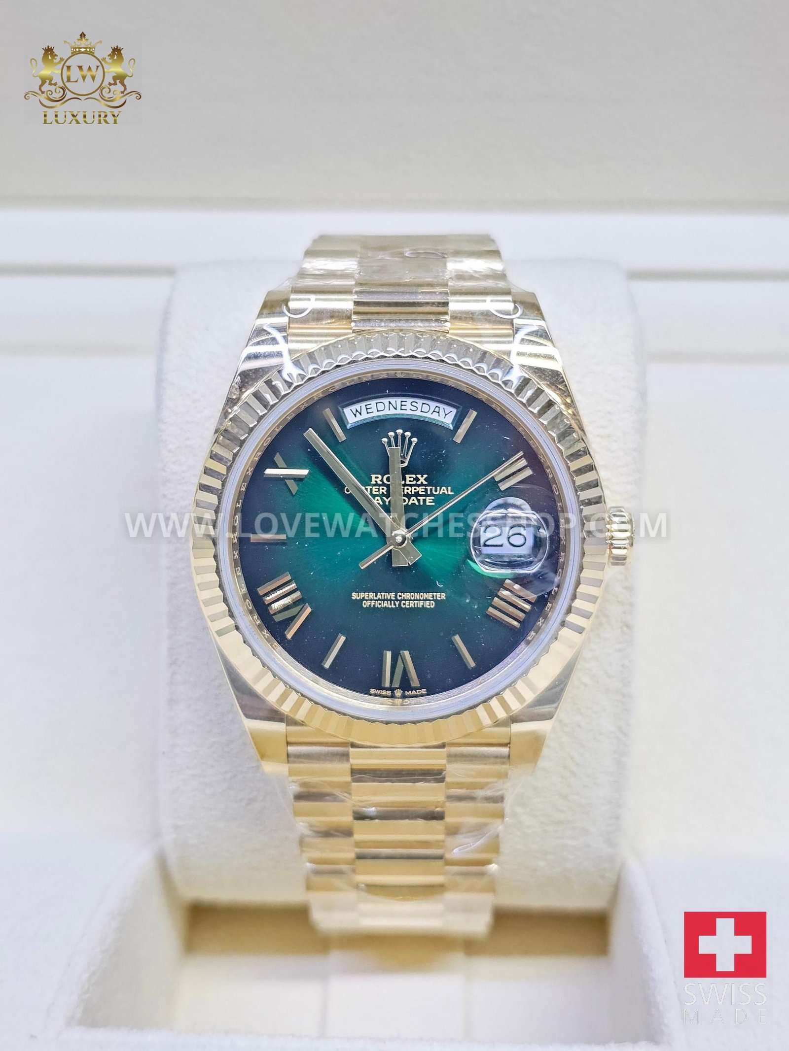 Rolex Day-Date 40 Green Ombre Dial Full Set