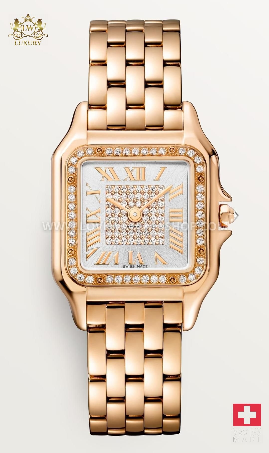 Cartier Panthère de Cartier Silver Dial Set with 60 Brilliant-Cut