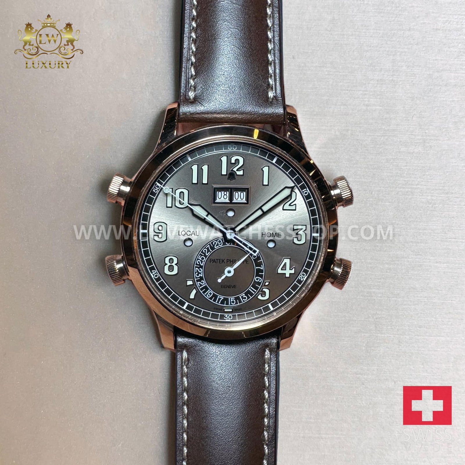 Patek Philippe Travel Time Pilot Alarm Travel Time in Rose/White Stainless Steel 5520RG-001