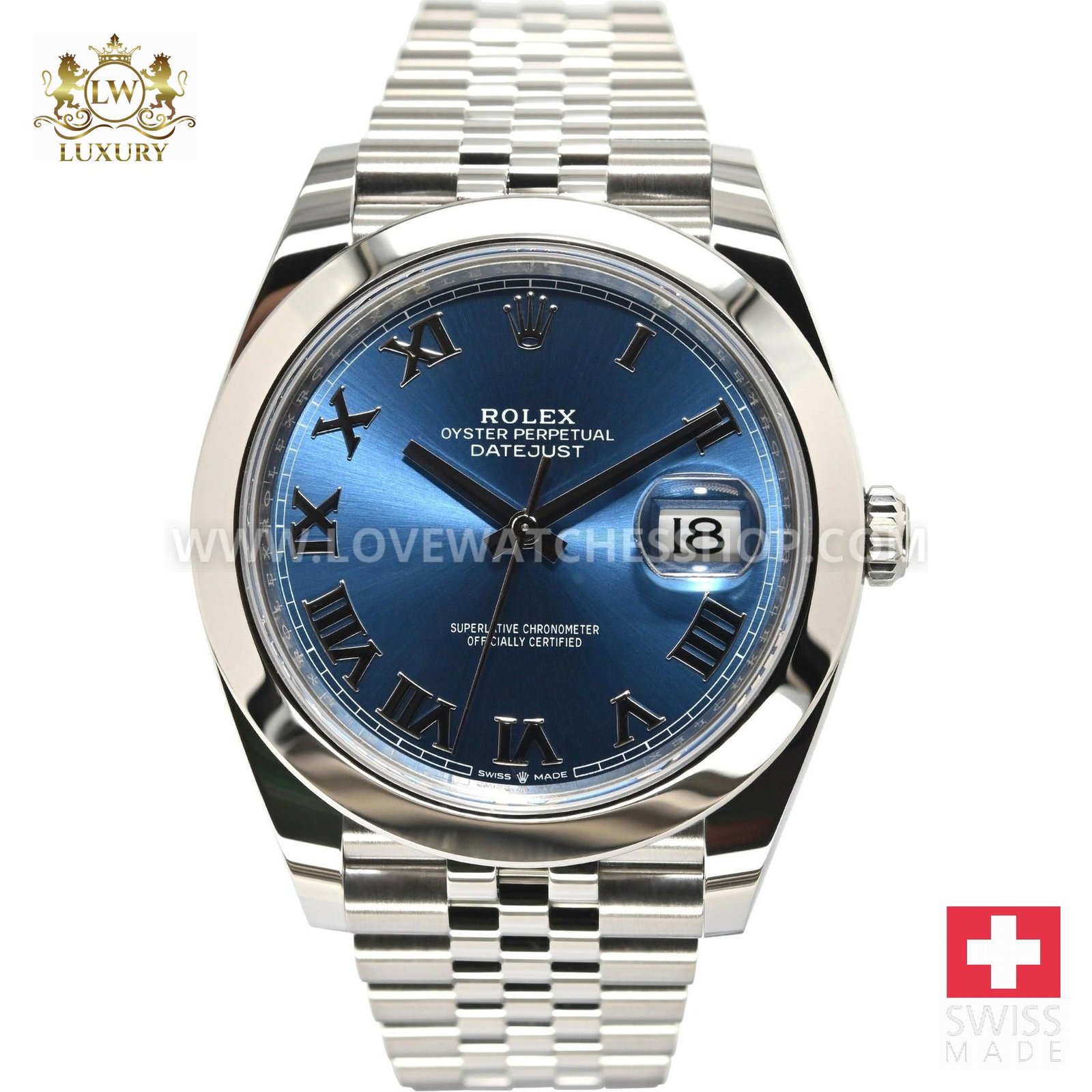 Rolex Datejust 41mm 126300-0018 Azzurro Blue Roman Dial