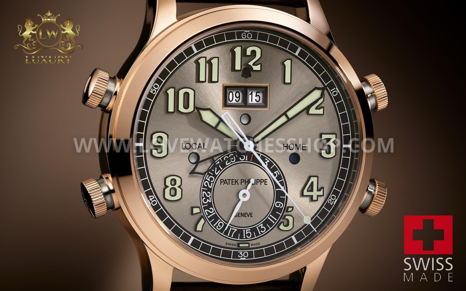 Patek Philippe Grand Complications Alarm Travel Time 5520RG-001 Rose Stainless Steel Case/Calfskin Strap 42.2mm