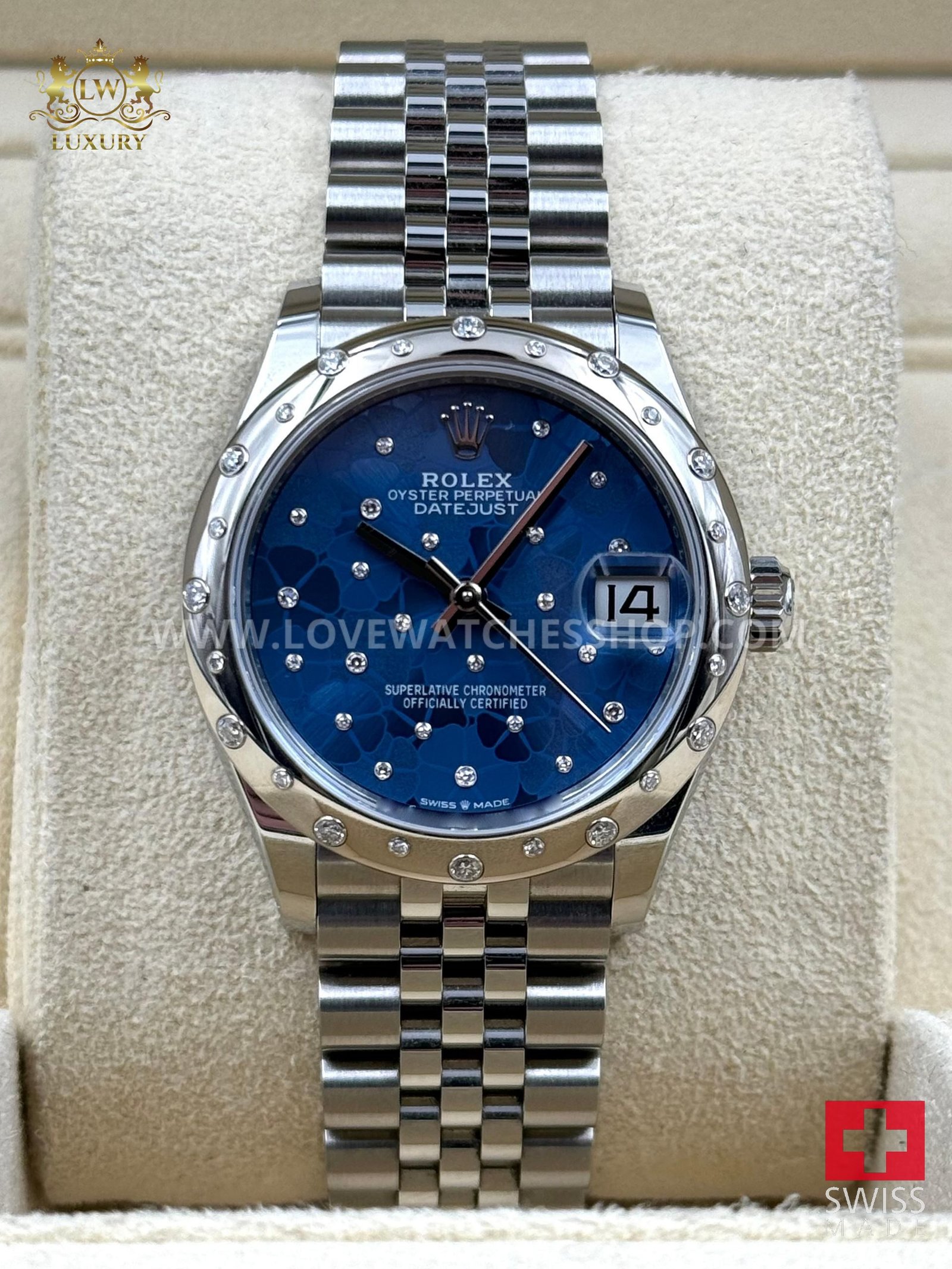 Rolex Datejust 31mm Bezel Blue Floral Dial Jubilee Bracelet 278344RBR