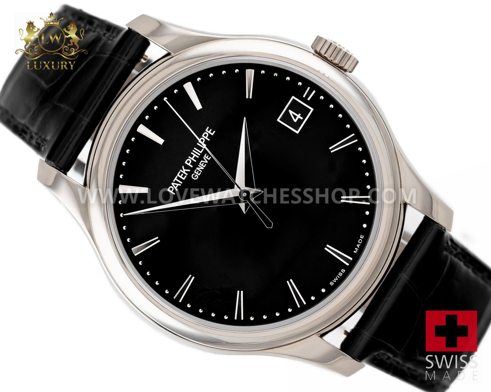 Patek Philippe Calatrava White Steel 18k Black Dial Ref. 5227g-010 Full Set Unworn