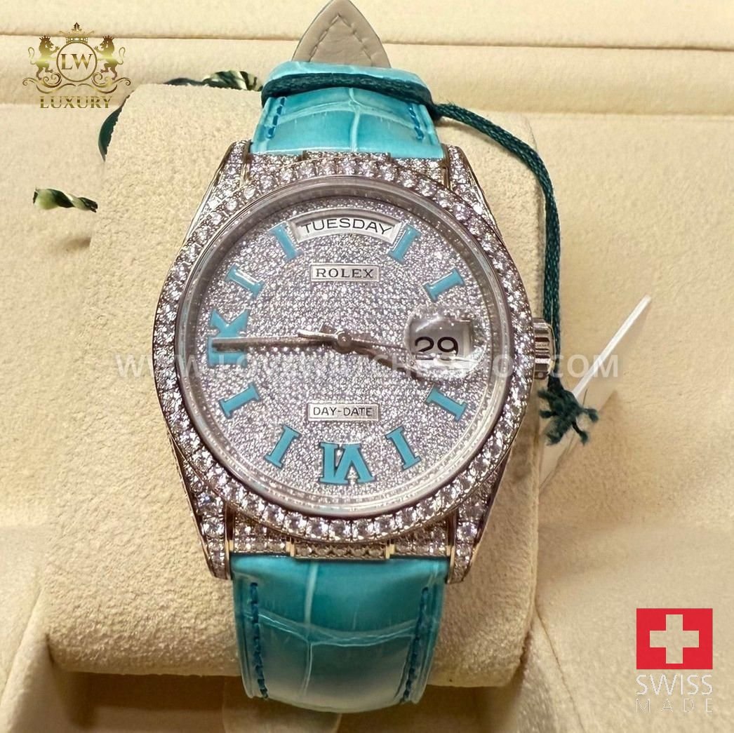 Rolex Day-Date 36 36mm/White Steel Pave 128159RBR