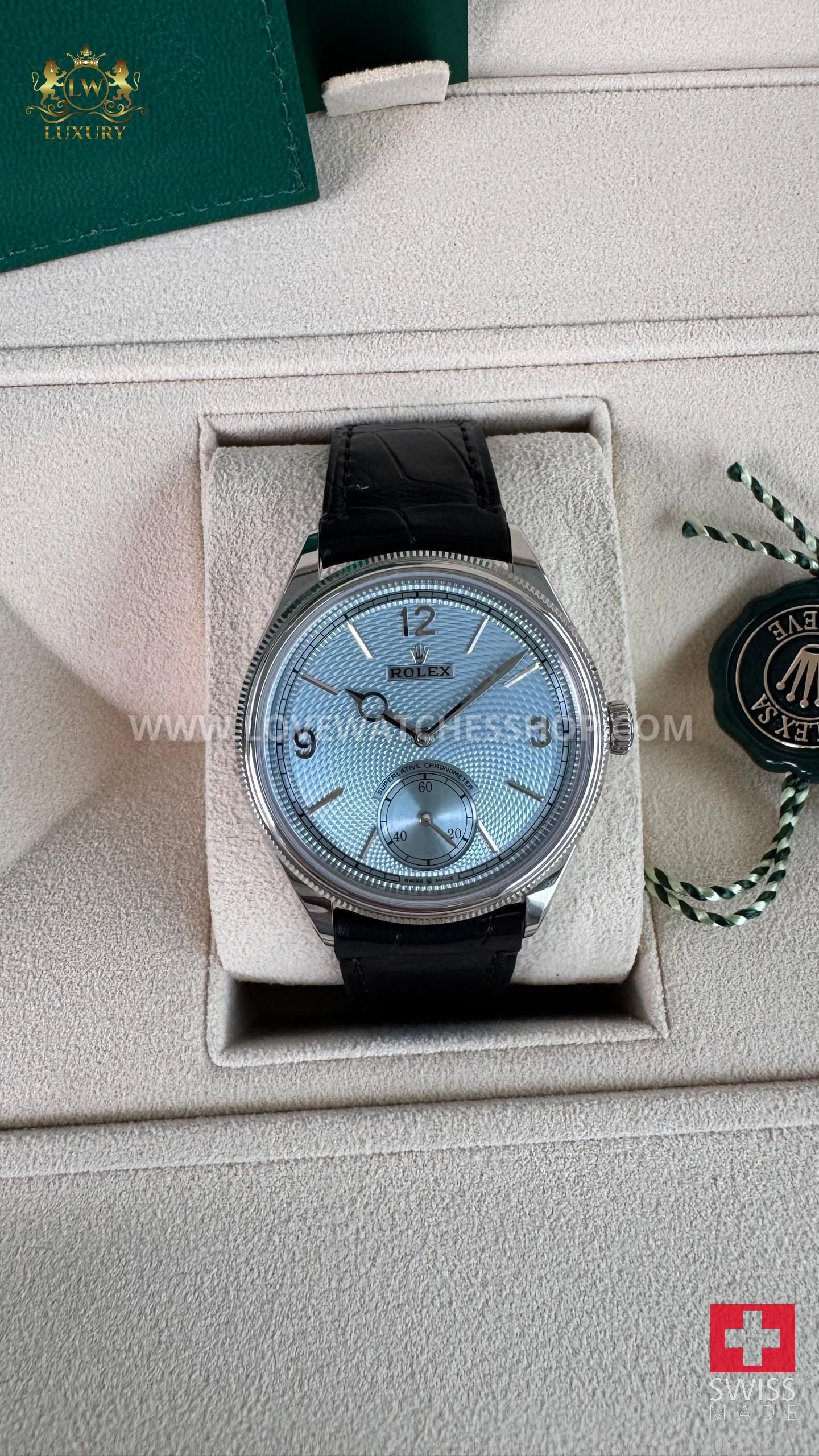 Rolex Ice Blue Dial Leather Strap Ice Blue Dial Leather Strap