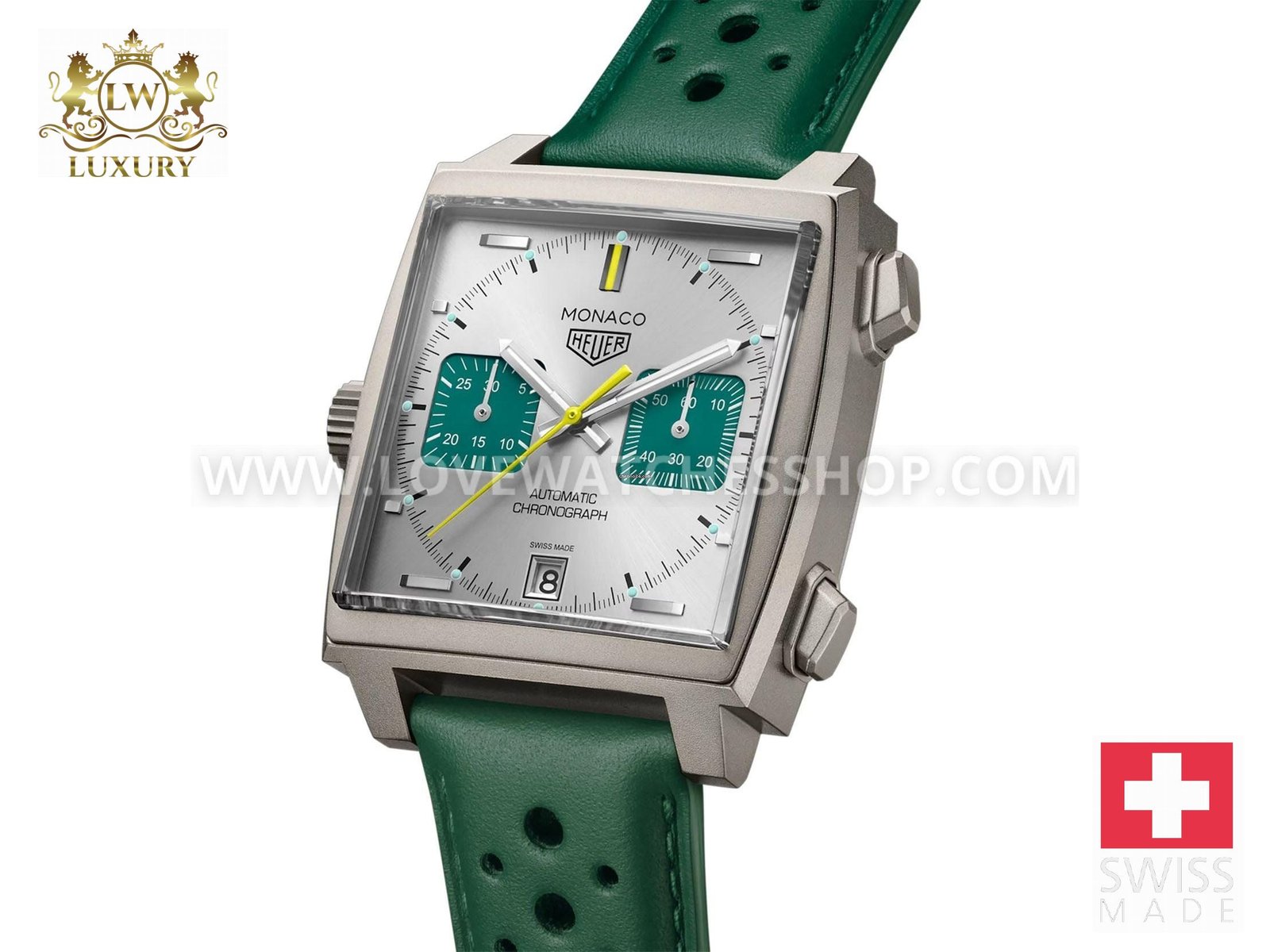 TAG Heuer Monaco 39mm Titanium Chronograph Silver Dial LTD Racing Green