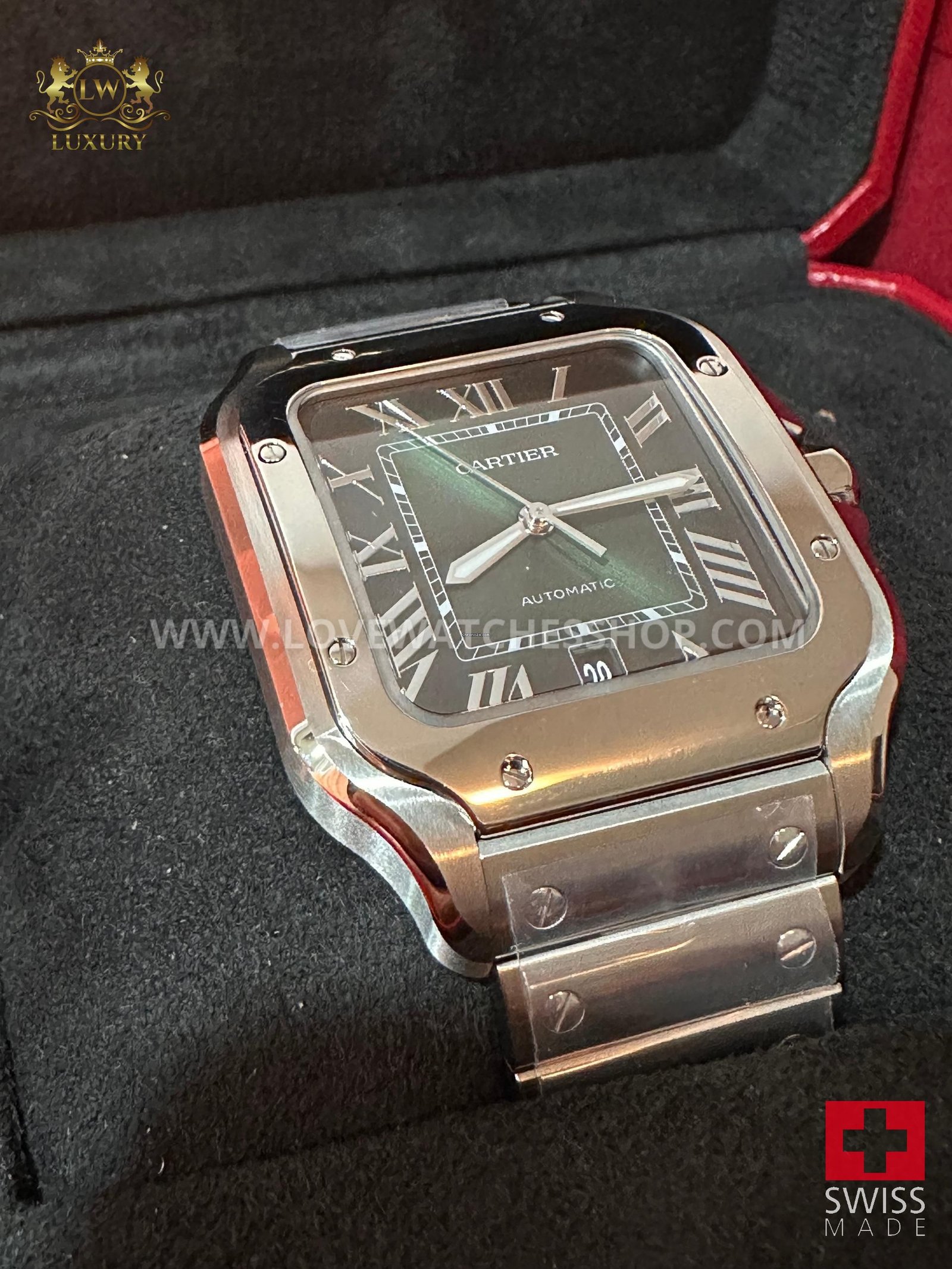 Cartier Santos Factory Arabic dial full set 2 straps Brand new
