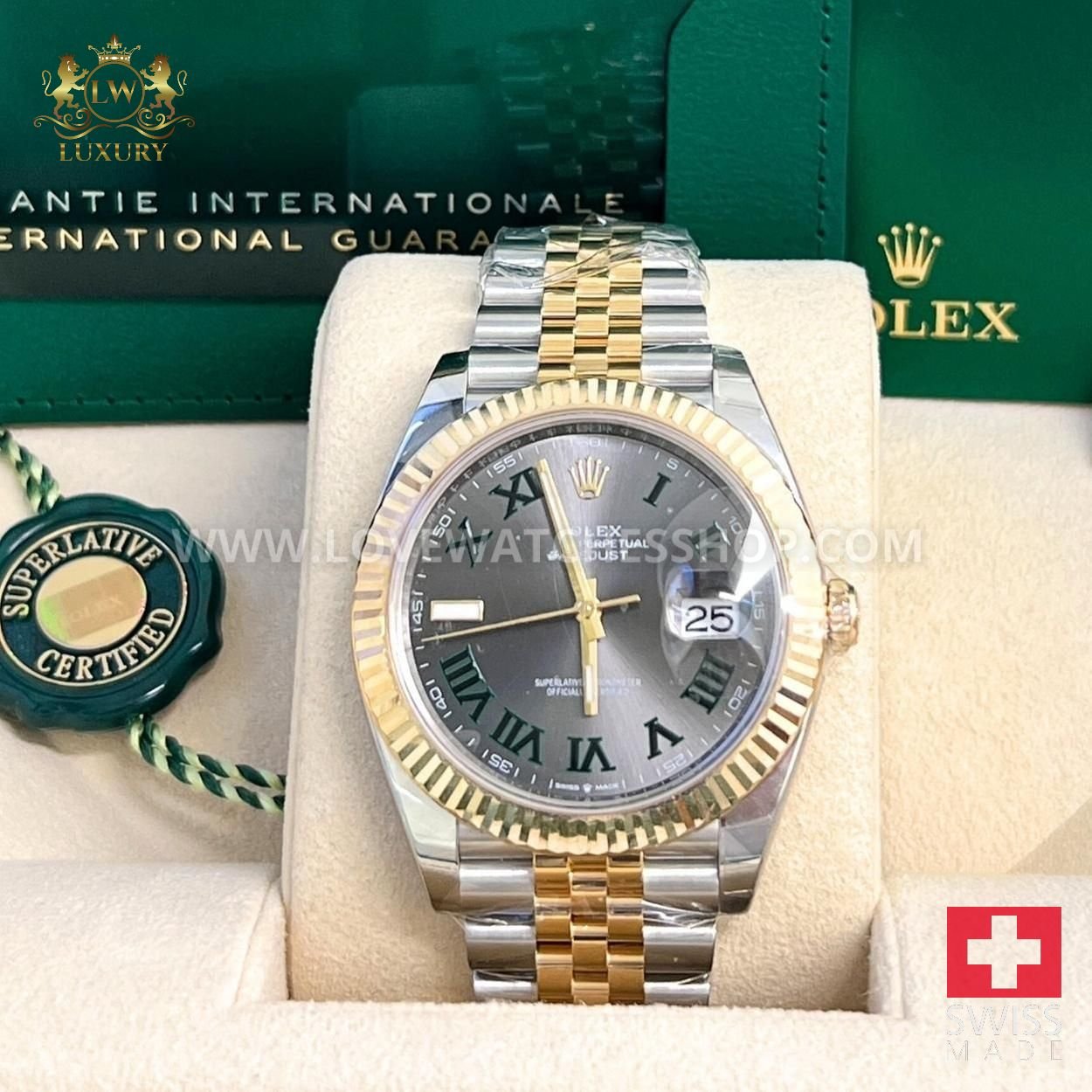 Rolex Datejust 41 126333 Datejust 41mm Steel Yellow Steel Slate "Wimbledon" Roman Dial Jubilee