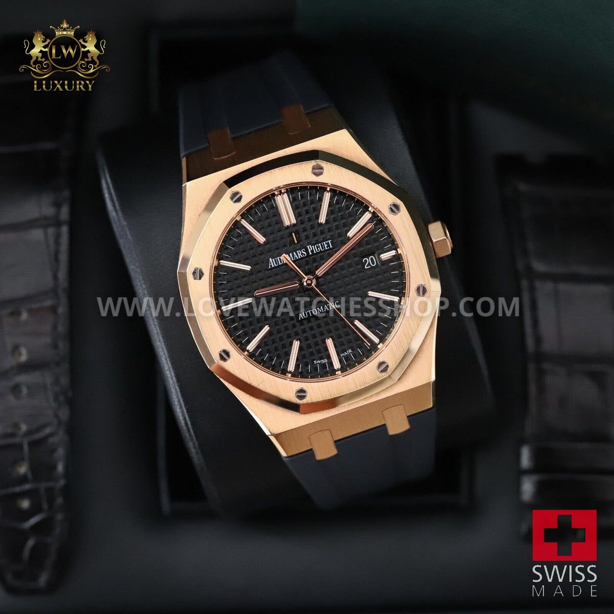 Audemars Piguet Royal Oak Automatic 41mm Rose Steel Black Dial 15400OR.OO.D002CR.01 Mint