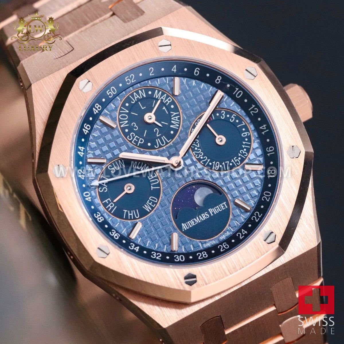 Audemars Piguet Royal Oak Perpetual Calendar 41m Rose Steel Ice Blue 26574OR