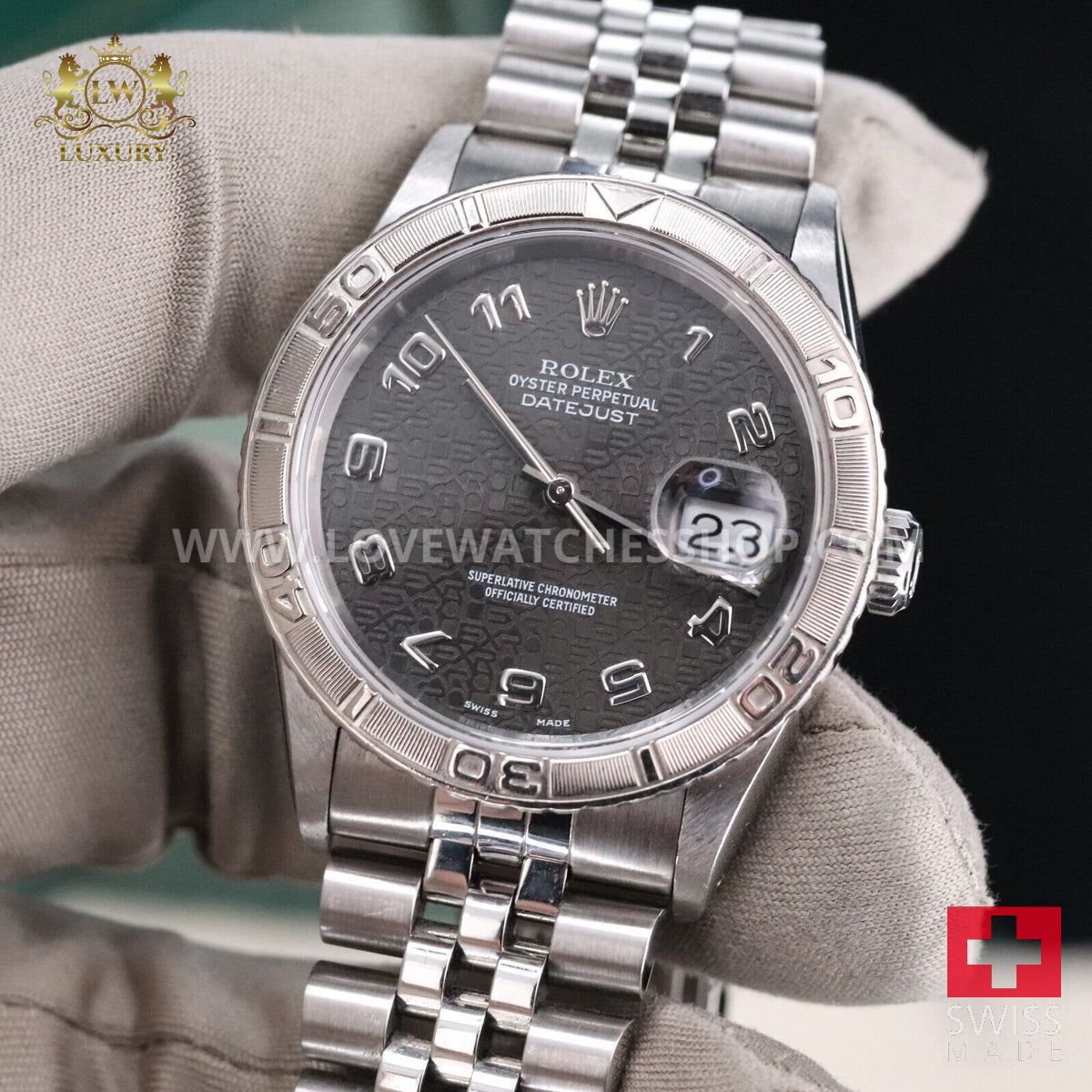 Rolex Datejust Turn O Graph Slate SERVICED Jubilee Arabic Dial Thunderbird 16264