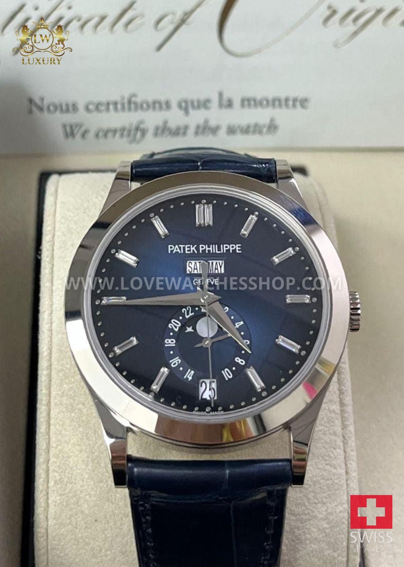 Patek Philippe Annual Calendar NEW 2024 5396G 18KT WHITE Steel BLUE DIAL BAGUETTES 5396G-017