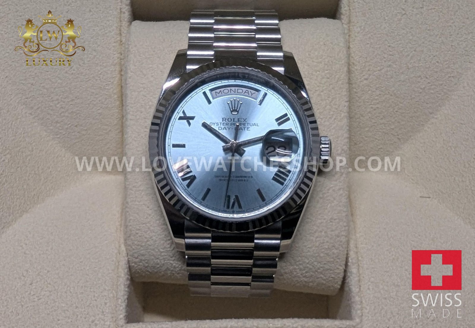 Rolex Day-Date Platinum / ICE BLUE Dial)