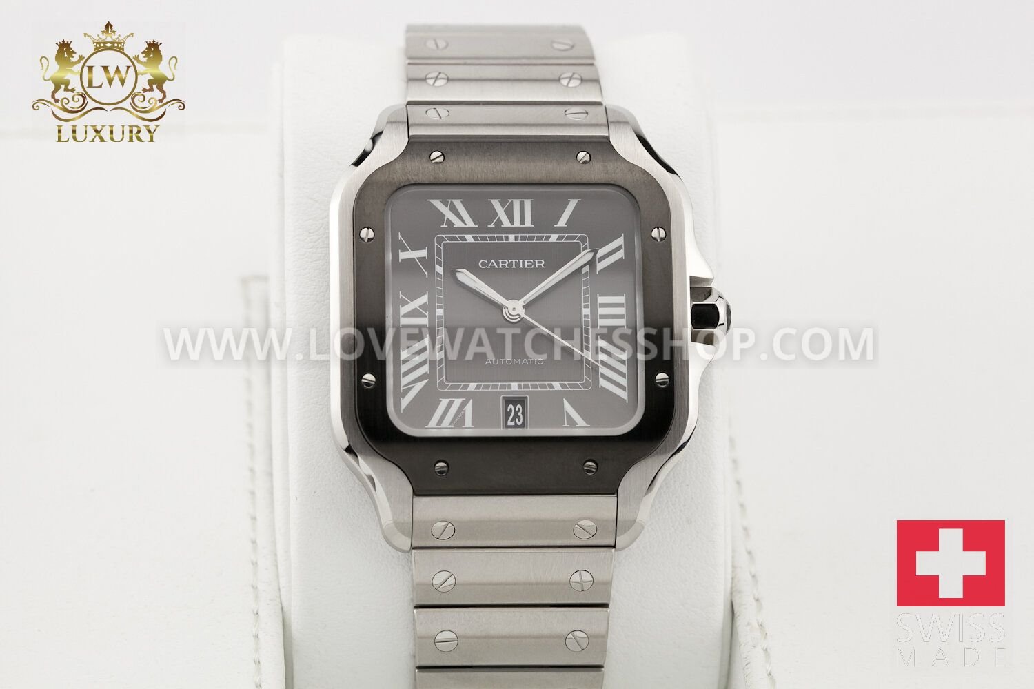 Cartier Santos De Cartier WSSA0037 silver and black dial
