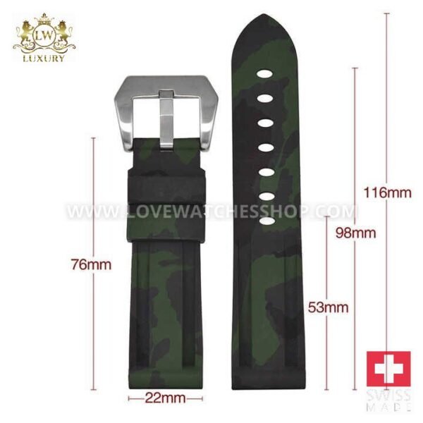 Wholesale 20mm 22mm 24mm 26mm Camo Rubber Camouflage Silicone Watch Bands Strap for Panerai 111 386 441 Mechanical Watch