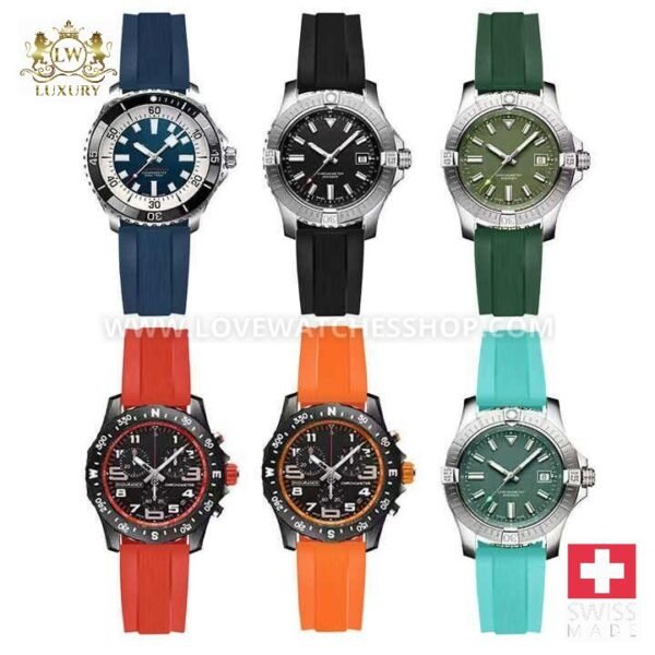 For Breitling Replace Fluoro Rubber Watch Strap 20mm 22mm Black Bird Yellow Wolf Super Ocean Aviation Timing Silicone Watch Band