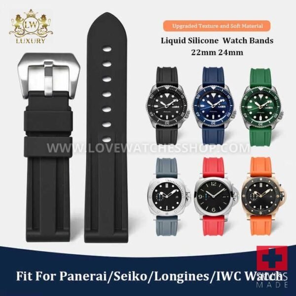 Liquid Silicone Rubber Watch Bands Strap 22mm 24mm Men Women Wrist Watchband for Panerai/Seiko/Longines/IWC Watch Strap