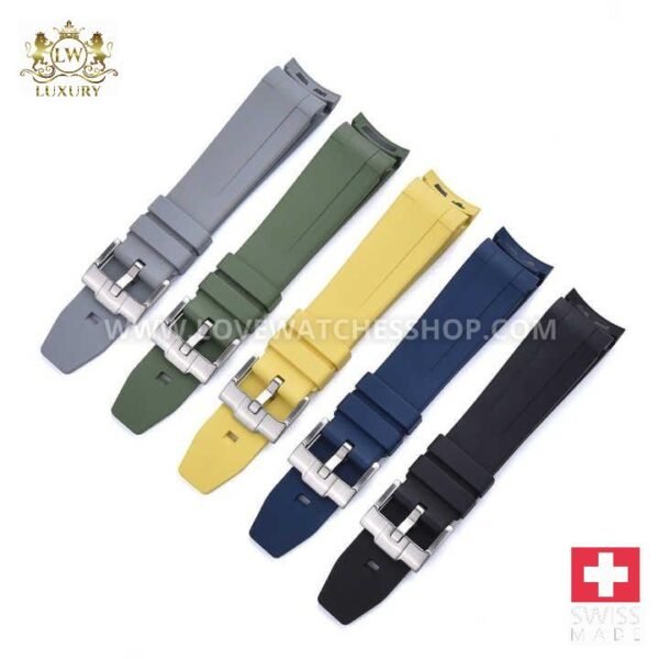 JUELONG Premium 20mm Fluorine Rubber Watch Straps Curved End FKM Watch Bands Replacement for R-olex Water Ghost GMT Watch
