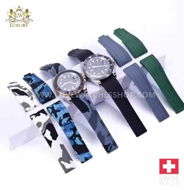 Hot Sale Silicone Rubber Watch Bands Straight End Camouflage Watch Straps Replacement for Rolx 20mm 21mm