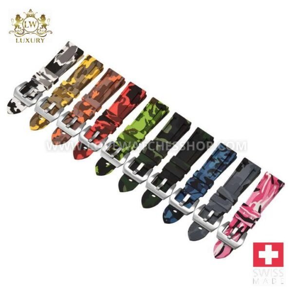 Wholesale 20mm 22mm 24mm 26mm Camo Rubber Camouflage Silicone Watch Bands Strap for Panerai 111 386 441 Mechanical Watch