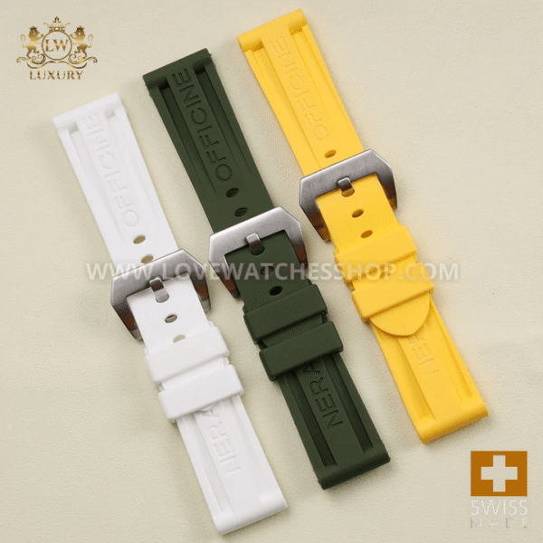 High Quality 22 24 26mm Black Red Blue Yellow Orange Rubber Watchband for Panerai Pin Buckle Waterproof Strap with Full logo