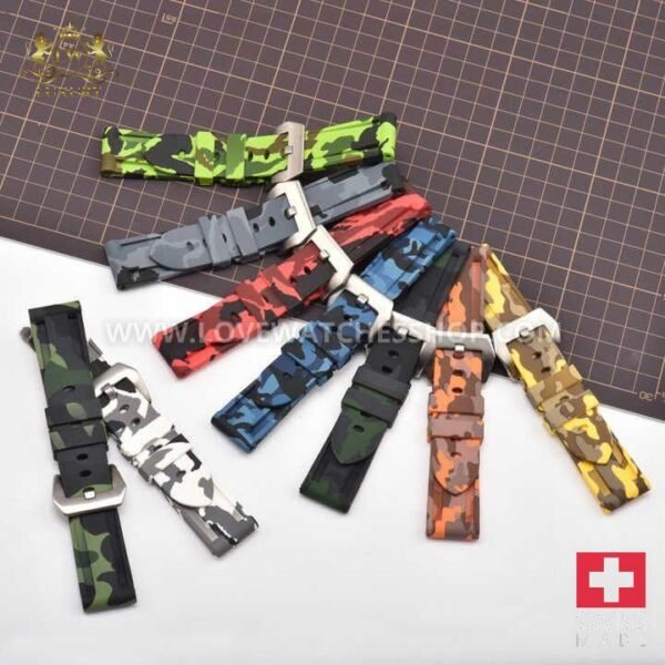 Wholesale 20mm 22mm 24mm 26mm Camo Rubber Camouflage Silicone Watch Bands Strap for Panerai 111 386 441 Mechanical Watch