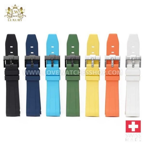OEM FKM Rubber Watch Strap Bracelet 20mm Curved End Watch Bands for Rolex Daytona Water Ghost GMT Submariner Watch