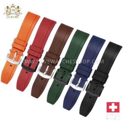 Orange Fluorine Silicone Watch Luxury Quick Release 20mm 22mm 24mm FKM Rubber Watch Strap Wholesale Multi-Color Availability