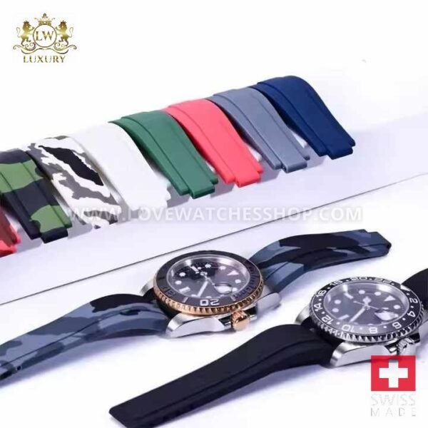 Hot Sale Silicone Rubber Watch Bands Straight End Camouflage Watch Straps Replacement for Rolx 20mm 21mm