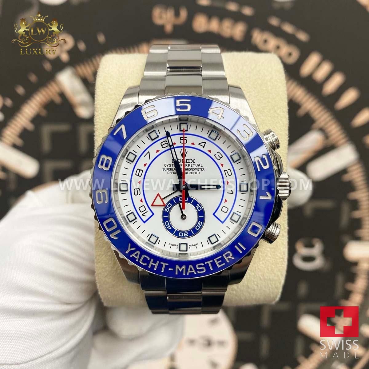 Rolex Yacht-Master II 44mm 116680 Blue Hands White Dial Pre-Owned