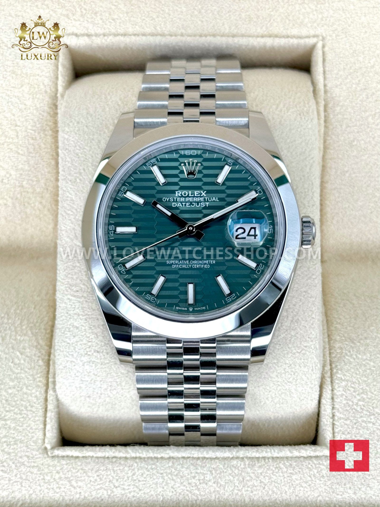 Rolex Datejust 41mm 126300 Jubilee Green Motif Dial