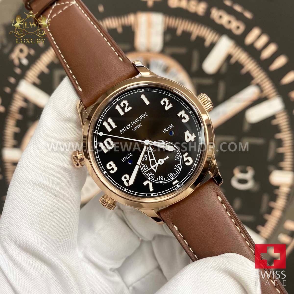 Patek Philippe Calatrava Pilot Travel Time Complication 42mm 5524R-001 Brown Dial