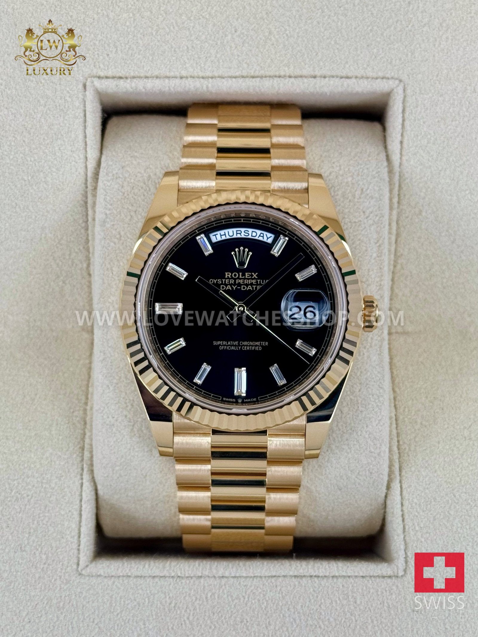 Rolex Day-Date 40mm 228238 Black Baguette Dial