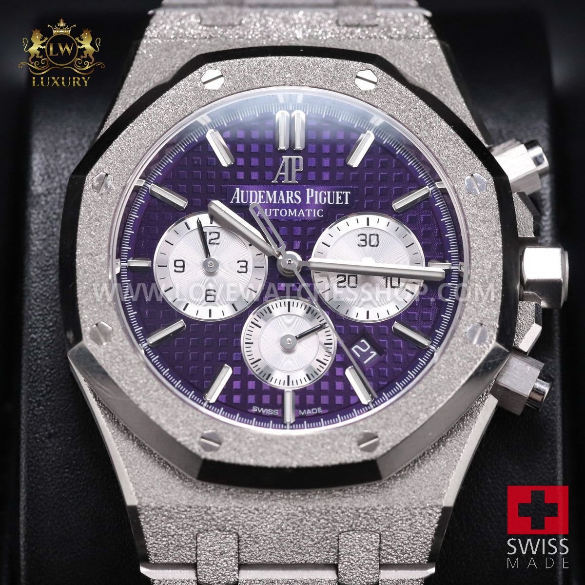Audemars Piguet Royal Oak Chronograph 41mm Frosted White Steel Purple Dial Limited Edition 200pcs 26331BC.GG.1224BC.01