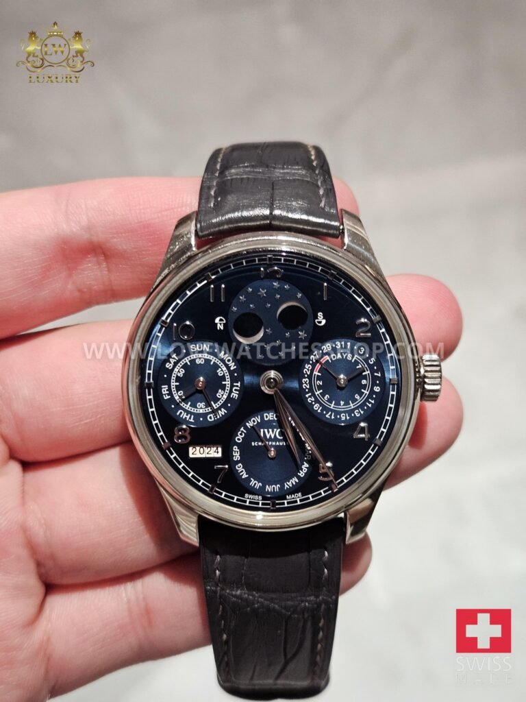 PORTUGIESER Stainless Steel PERPETUAL CALENDAR BLUE DIAL
