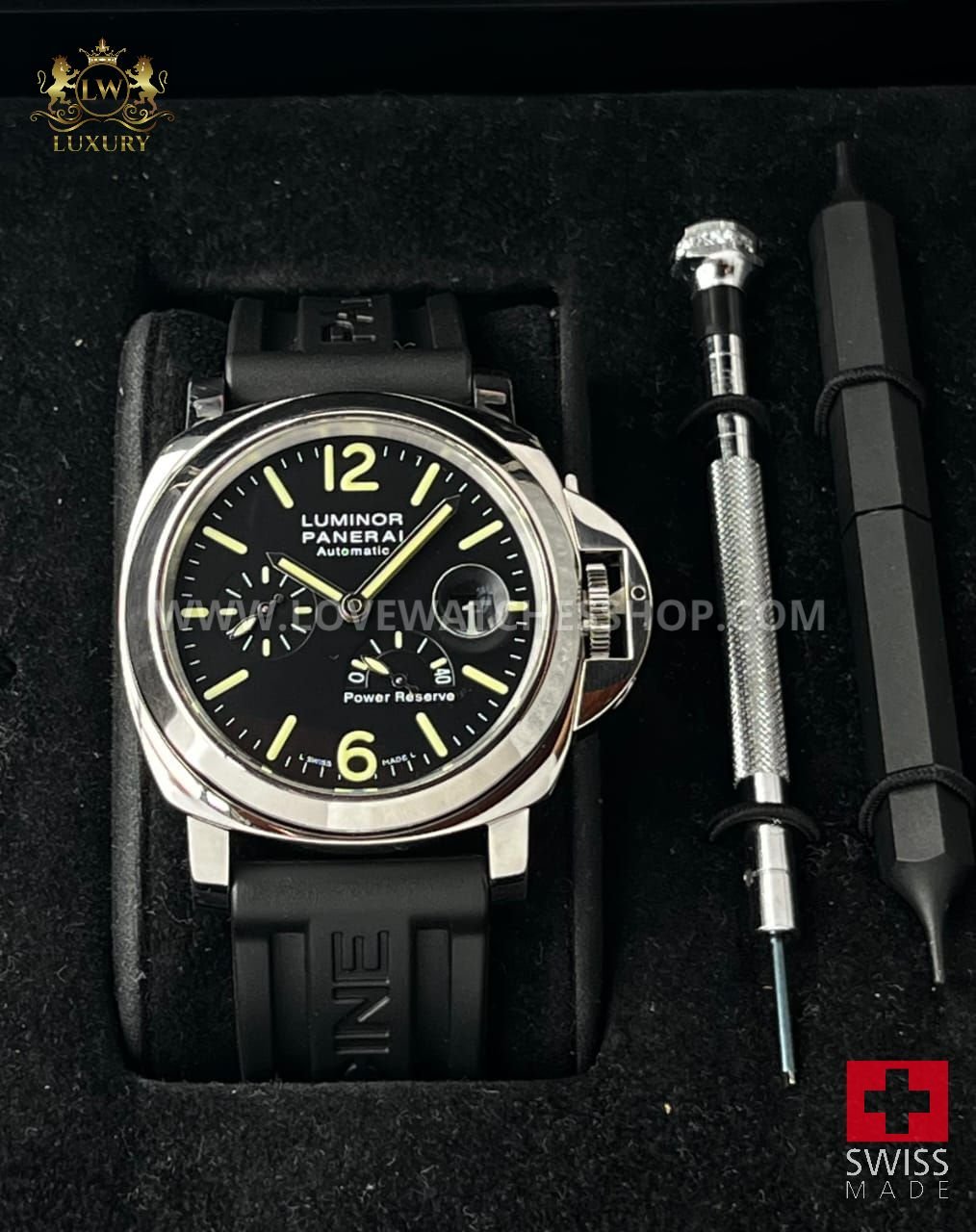 LUMINOR POWER RESERVE 44MM STEEL BLACK DIAL PAM 90