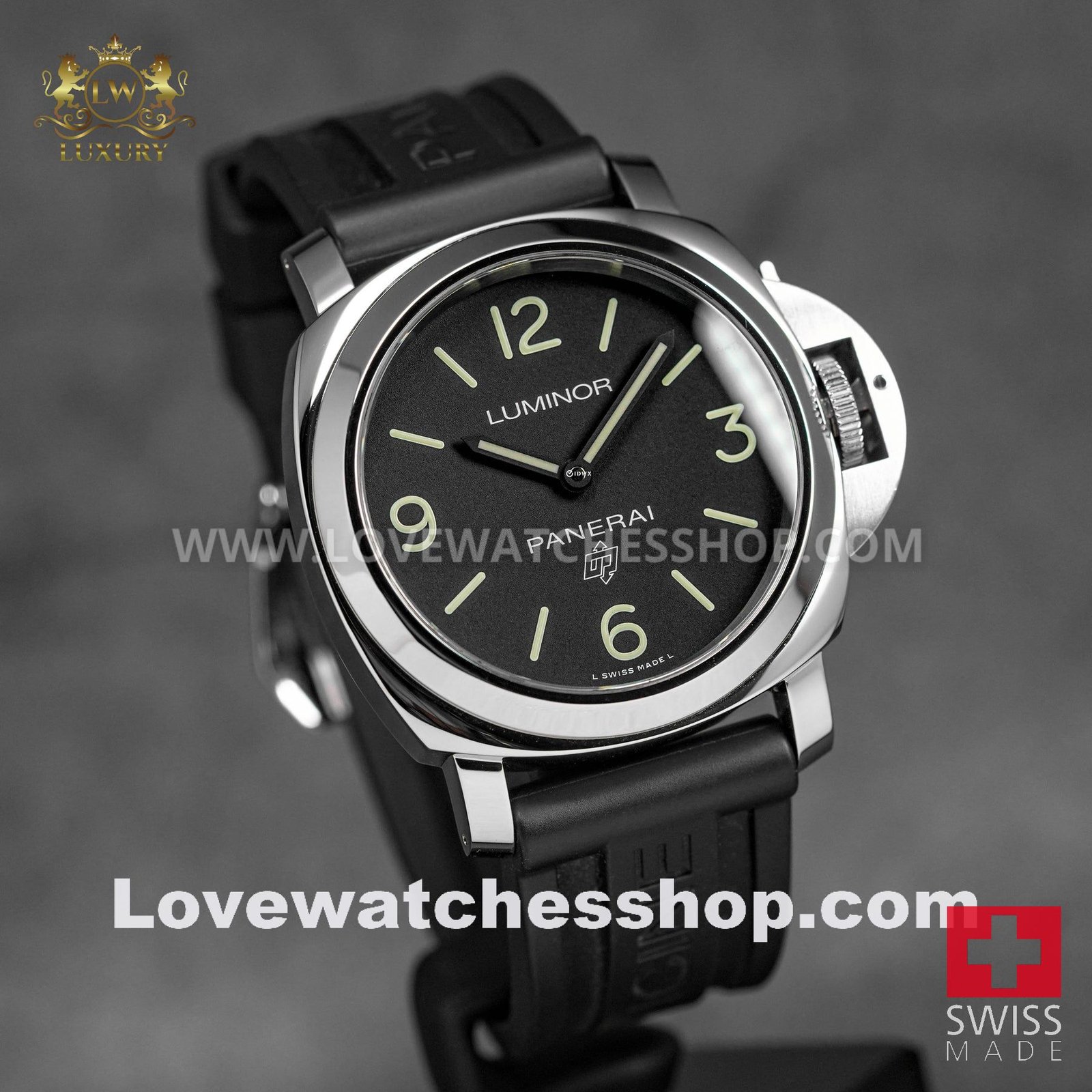 LUMINOR BASE LOGO STEEL BLACK DIAL PAM 773