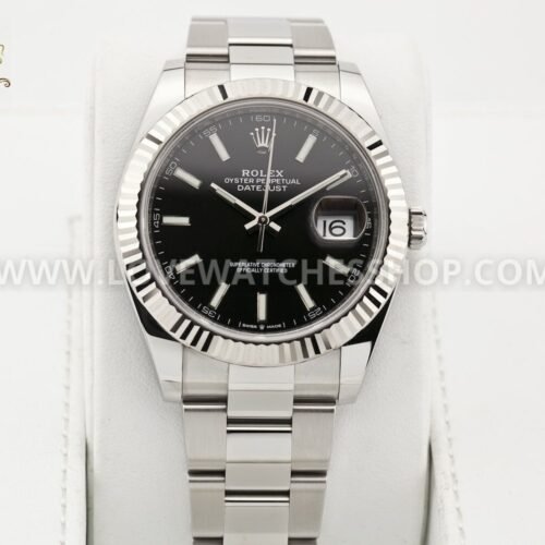 Rolex Datejust 41 Black Stick Dial Fluted Oyster 126334